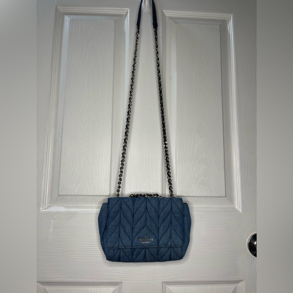Sold‼️Kate Spade Emelyn Quilted Denim Shoulder Crossbody - Picture 2 of 10